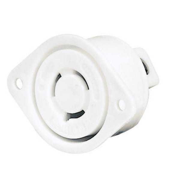 Bryant Flanged Locking Receptacle, L6-15R, 15 A, 250V AC, Single Phase, 2 Pole, Flush Mount, White 70615ER - main